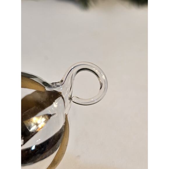 Vintage Hand Blown Glass Ornaments Lot of 7 Gold Stripe Mid Century Holiday - Picture 10 of 11